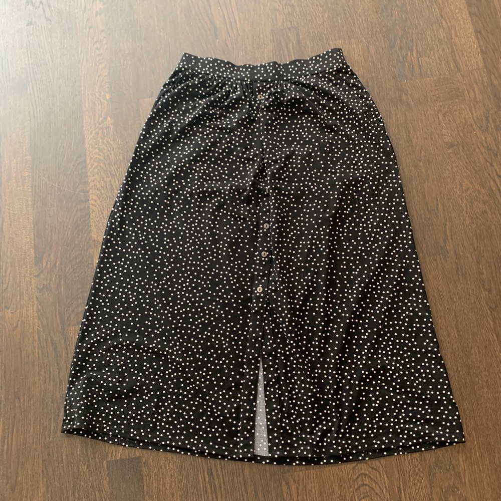 Dex Black Polka Dot Maxi Skirt with Cream Dots